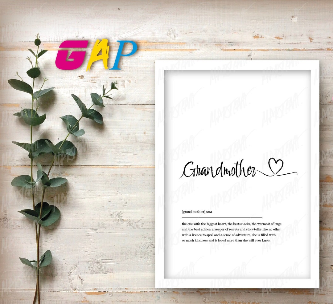 Grandmother Definition Poster Granny Nana Meaning Christmas Etsy