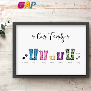 Family picture thoughtful Gift for mum dad wellies Print Personalised dad Birthday Housewarming Framed New Home printable adoption  #5