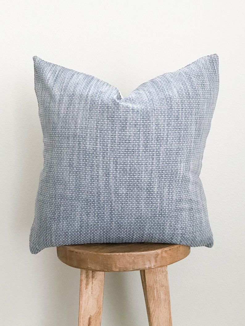 Chambray Dot Linen Pillow Cover Textured Dot Blue Indigo Etsy