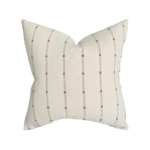 Ridge | Woven Tan Stripe Pillow Cover | Neutral Earthy Rust Brown Ivory Handwoven | Designer Fabric | 18x18 | 20x20 | 22x22 | 24x24 | Lumbar