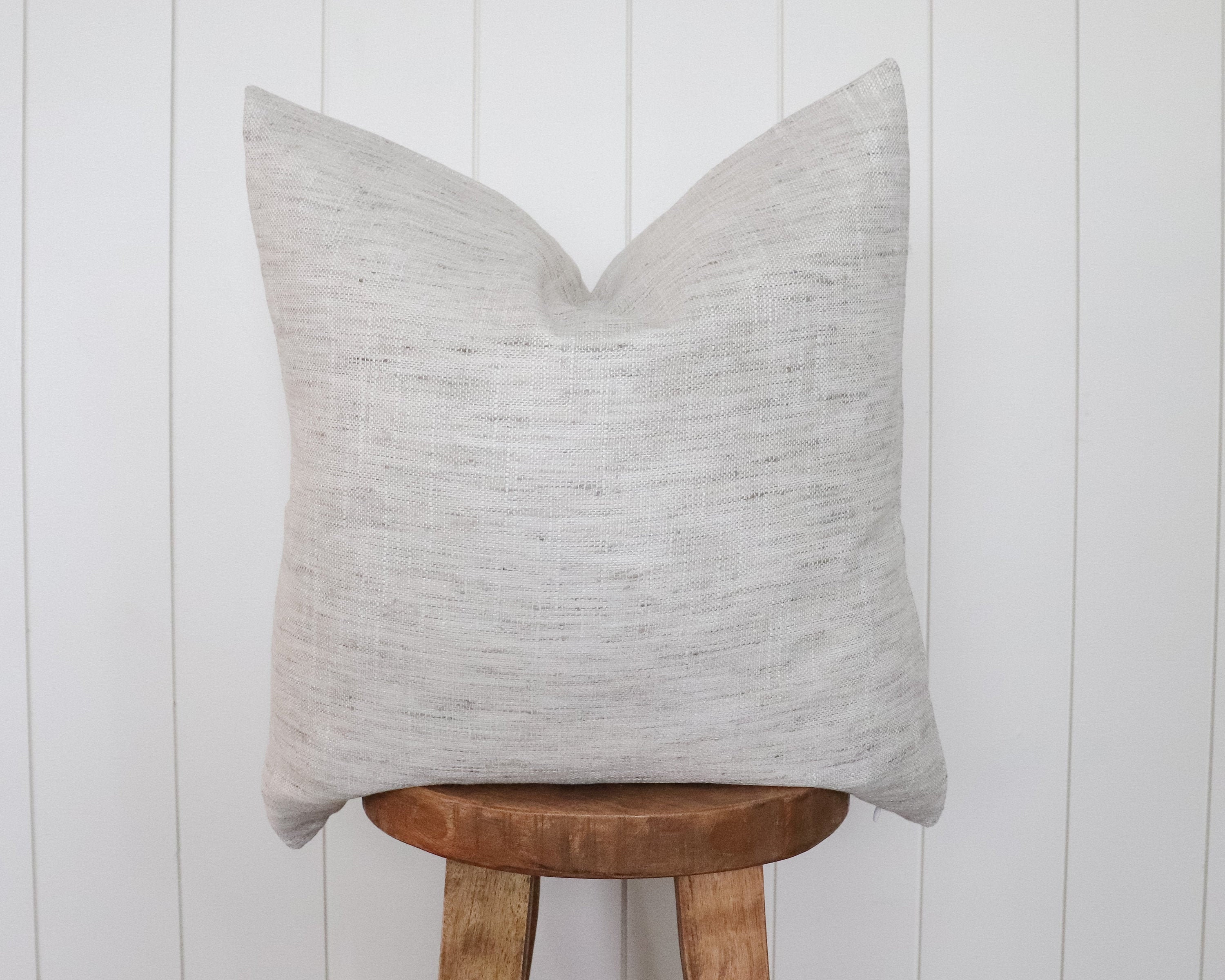 Woven Coastal Gray Linen Pillow Cover Solid Neutral Muted Etsy