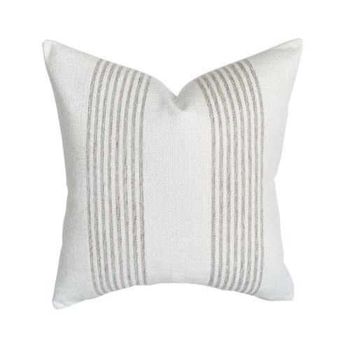Modern Farmhouse Pillow Cover Beige Stripe Throw Pillow Etsy