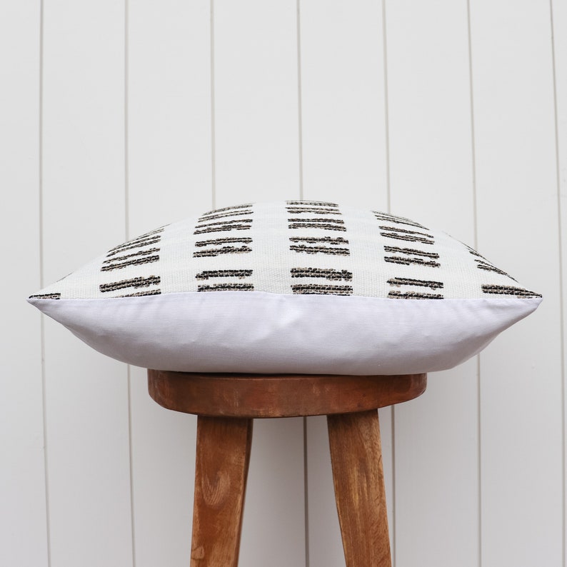 Woven Dash Pillow Cover Basketweave Beige Ivory Brown Black Etsy