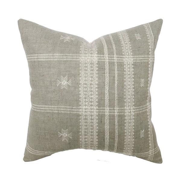 Shilo | Soft Gray Indian Wool Pillow Cover | Natural Greige Designer Fabric | Neutral Home Decor | 18x18 | 20x20 | 22x22 | 24x24 | Lumbar