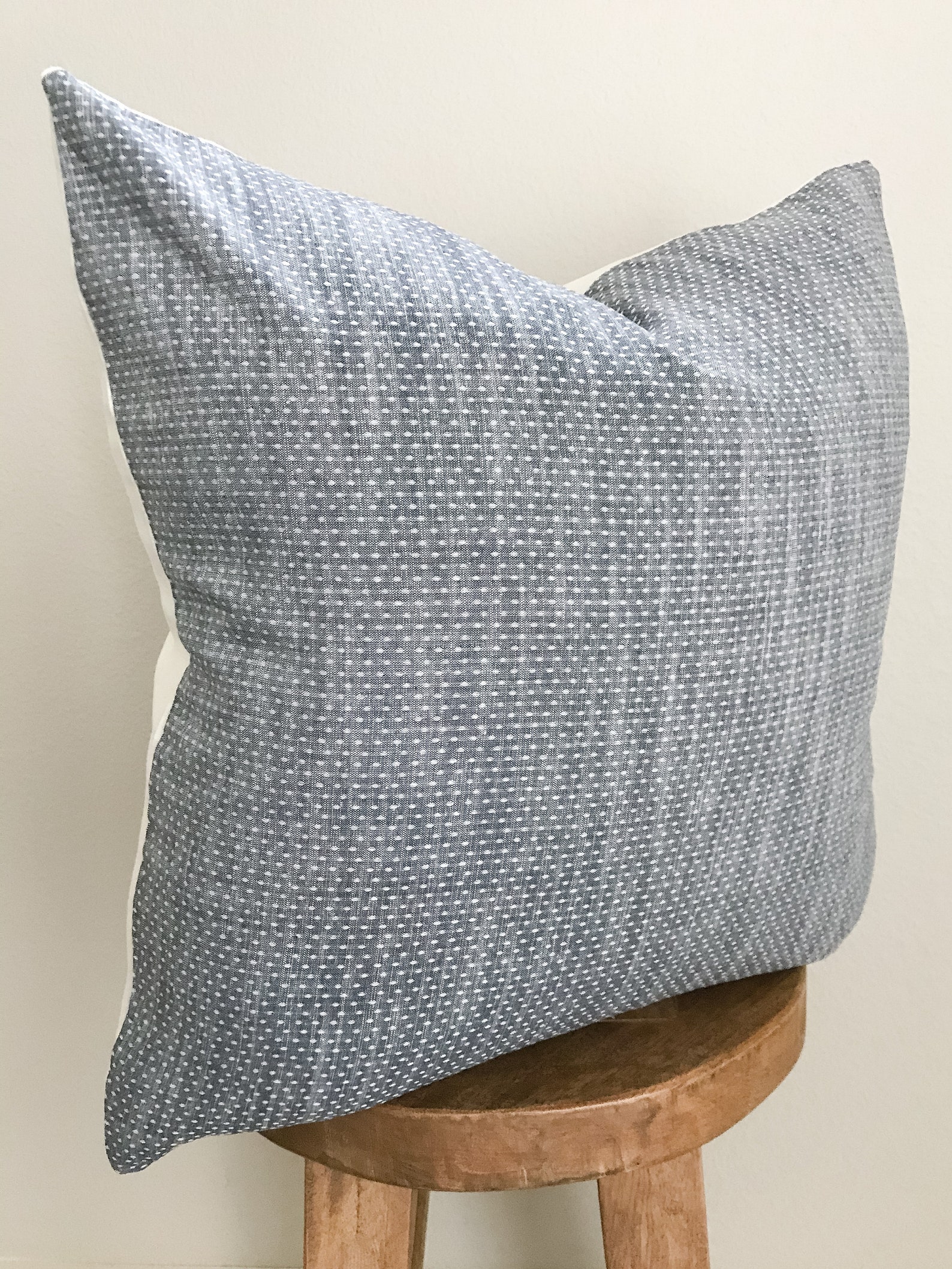 Chambray Dot Linen Pillow Cover Textured Dot Blue Indigo Etsy