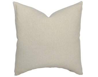 Mabel | Natural Woven Ivory Pillow Cover | Heavyweight Cream Designer Fabric | Neutral Home Decor | 18x18 | 20x20 | 22x22 | 24x24 | Lumbar
