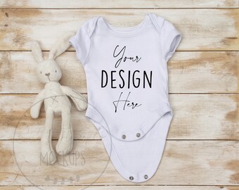 Blank Baby White Onepiece Mockup On Model Fashion Design Etsy