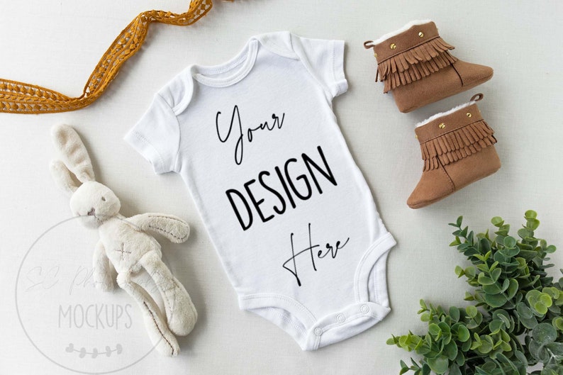 Download White Baby Vest Mockup Blank Gender Neutral Baby Grow ...