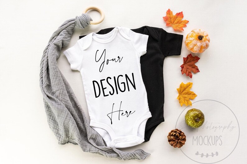 Download Fall Baby Vests Mockup Newborn Baby Grow Mockup Autumn | Etsy
