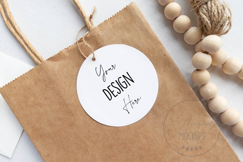 Download Gift Tag Mockup Circle Gift Tag Mockup Round Gift Label | Etsy