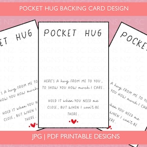 印刷可能なポケット ハグ バッキング カード | PDF PNG jpg ポケット ハグ テンプレート | 中小企業向けタグ | ポケット ハグの印刷とカット | デジタル ダウンロード