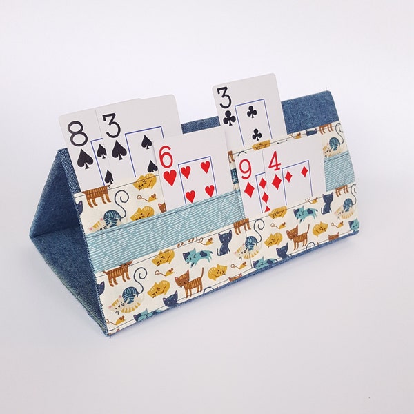 Playing Card Holder - Cats - Fabric, rigid, folds flat for storage, great for child and adult card games