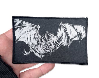 Flying Bat Patch | Embroidered Patch | Battle Jacket | Wizard Cleave | Battle Vest | Bat Wing Patches | Gothic Patches | Heavy Metal Patches