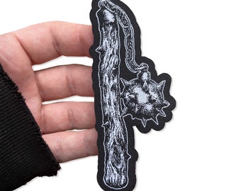 Single Ball Flail Patch | Embroidered Patch | Battle Jacket | Wizard Cleave | Flail | Nerd Patches | Weapon Patches | Heavy Metal Patches