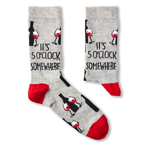 Ladies It's 5 O'Clock Somewhere Wine Socks | Gift | 1 Pair | Cotton Rich Socks | Premium Socks | Novelty | Gifts