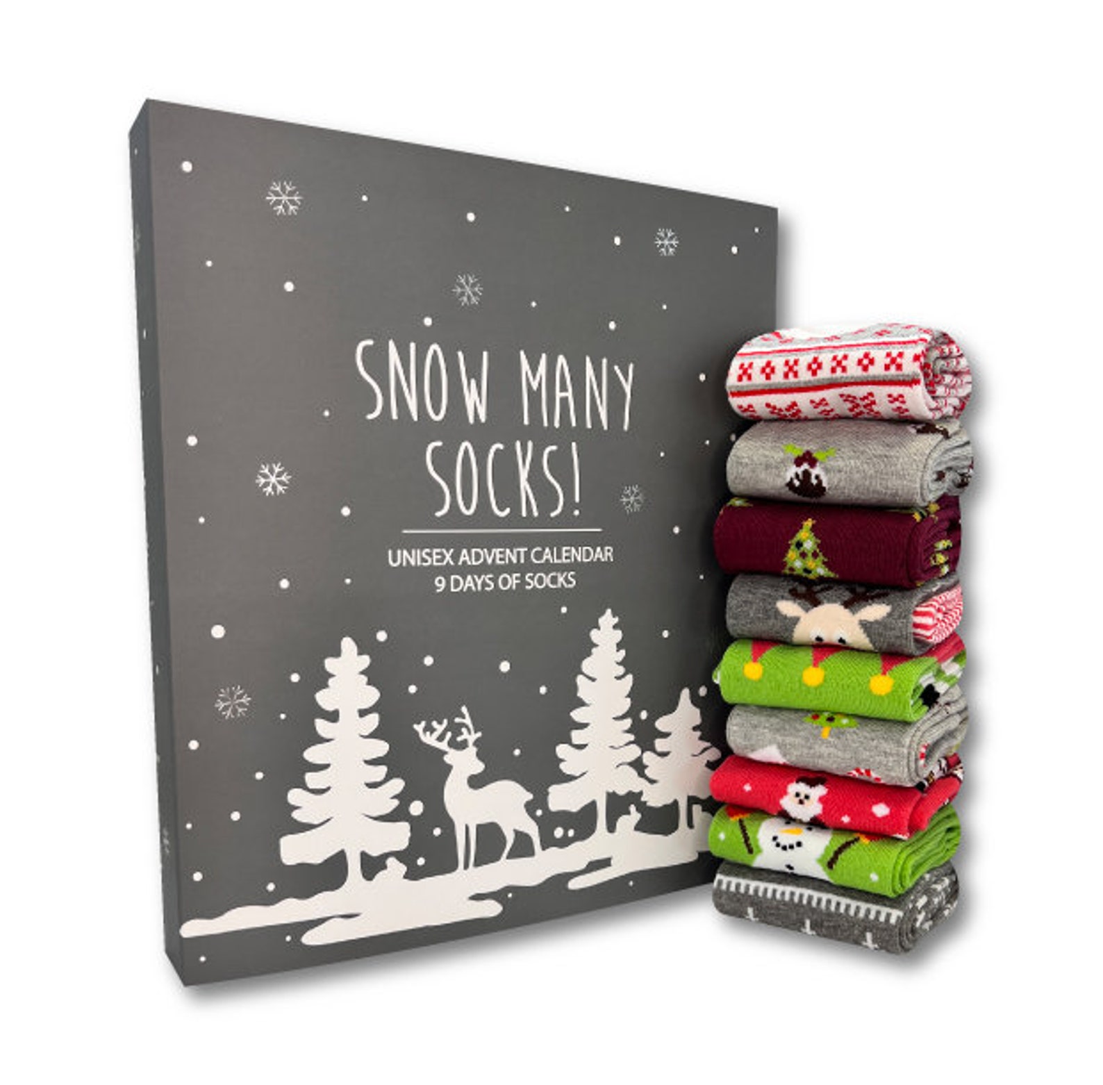 Unisex Sock Advent Calendar Gift Set Gift 9 Pairs Cotton Etsy UK