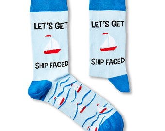 Unisex Let's Get Ship Faced Socks | Gift | 1 Pairs | Cotton Rich Socks | Premium Socks | Novelty | Gifts