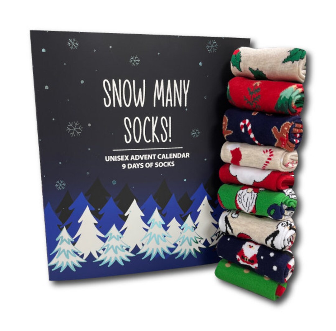 Unisex Sock Advent Calendar Gift Set Gift 9 Pairs Cotton Rich Socks