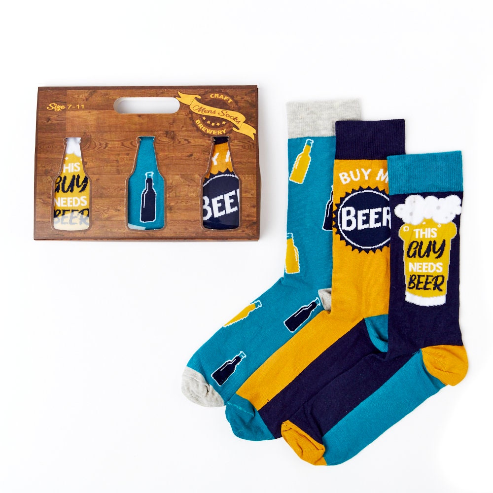 Mens Beer Socks Gift Set | 3 Pairs Cotton Rich Premium Novelty Gifts