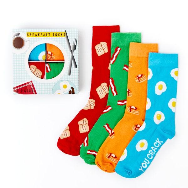 Unisex Breakfast Socks Gift Set | Gift | 4 Pairs | Cotton Rich Socks | Premium Socks | Novelty | Gifts