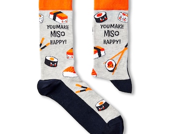 Unisex You Make Miso Happy! Socks | Gift | 1 Pair | Cotton Rich Socks | Premium Socks | Novelty | Gifts