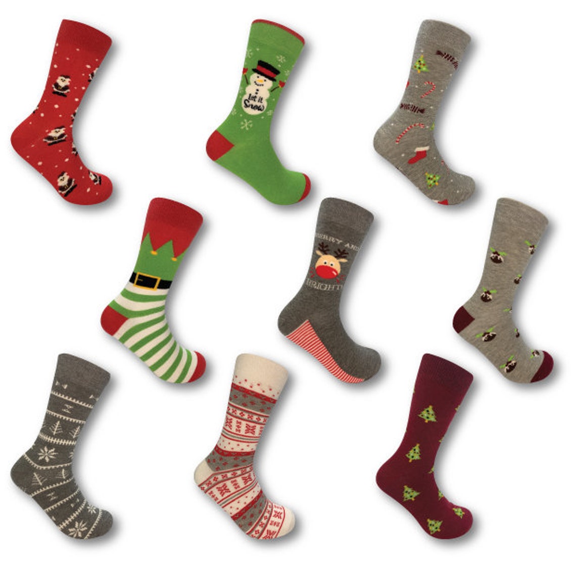 Unisex Sock Advent Calendar Gift Set Gift 9 Pairs Cotton Etsy UK