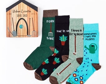 Unisex Gardening Shed Socks Gift Set | Gift | 4 Pairs | Cotton Rich Socks | Premium Socks | Novelty | Gifts