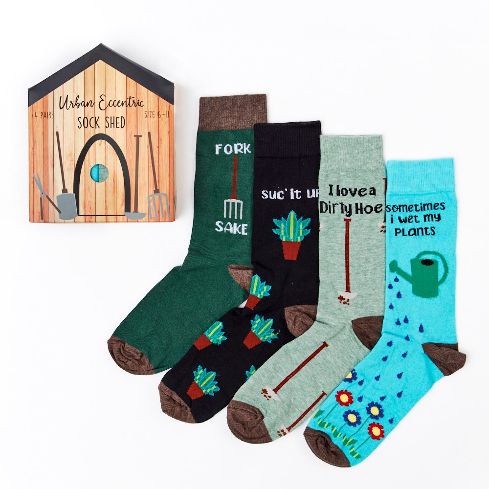 Unisex Gardening Shed Socks Gift Set | 4 Pairs Cotton Rich Premium Novelty Gifts