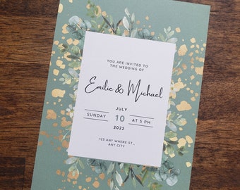 Wedding Invitation Template, Editable, Printable Wedding Invitation Card, Eucalyptus Greenery, Instant Download, DIY Template