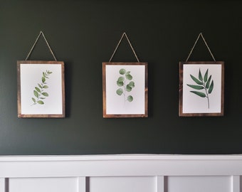 Set of 3 Prints, Farmhouse Print, Watercolor Greenery Print, Botanical Print, Eucalyptus Print, Printable Wall Art, Green Leafy, Boho Print