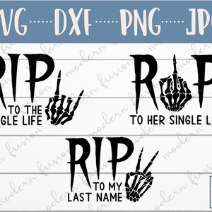 RIP à mon nom de famille SVG, RIP à la vie unique | Squelette Bachelorette | Halloween svg | Couple d’Halloween