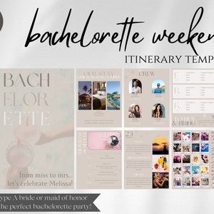 Bachelorette Itinerary Template | Canva bachelorette itinerary template instant download | Bachelorette Weekend Itinerary Template