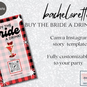 Buy The Bride A Drink Instagram Story Template | Flannel Bachelorette Venmo story | Winter Bachelorette Venmo | Bachelorette Party Venmo