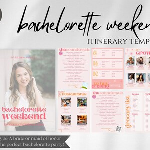 Bachelorette Itinerary | Bachelorette itinerary template instant download | Canva Bachelorette Weekend Itinerary Template Digital