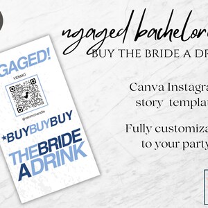 Buy The Bride A Drink Instagram Story Template | NGAGED Bachelorette Venmo story | Custom Party Venmo | Bachelorette Party Gifts