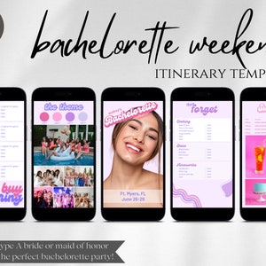 Bachelorette Itinerary Template | Bachelorette itinerary template instant download | Bachelorette Weekend Itinerary Template Digital