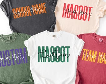 Camiseta personalizada de fútbol americano escolar, día del partido, mascota del equipo escolar favorito, regreso a clases, camiseta de equipo escolar, camiseta del equipo de porristas