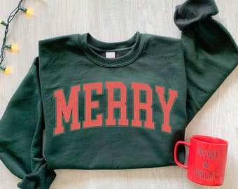 Merry Christmas Sweatshirt, Womens Christmas Sweatshirt, Christmas Crewneck Sweater, Holiday Sweater, Christmas Gift, Retro Christmas Shirt