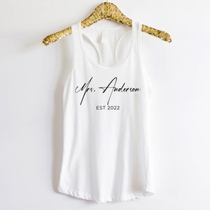 Mrs Custom Last Name Tank Top, Personalized Mrs Tank, Bride to be Gift, Custom Bridal Gift, Future Mrs, Gift for Bride,