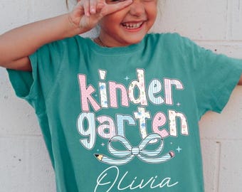 Comfort Colors® Personalized Kid Name & Grade Shirt, Custom Back to School Shirt for Kid,Kindergarten Gift,Preschool to Fifth Grade Tee Kids