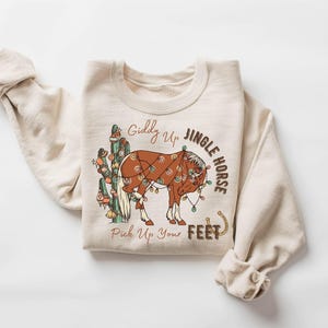 Jingle Horse Christmas Sweatshirt, Country Western Sweatshirt, Howdy Rodeo Christmas Sweatshirt, Womens Christmas Shirt, Cowgirl Christmas