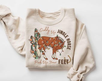 Jingle Horse Christmas Sweatshirt : Country Western Sweater, Howdy Rodeo Holiday Shirt, Womens Xmas Gift