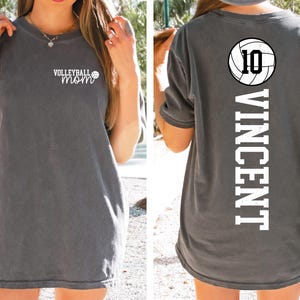 Volleyball Mom Shirt With Kid Name & Jersey Number, Cute Volleyball Season Mama Shirt, Gift For Volleyball Lover Mom Shirt, Mothers Day Gift image 1