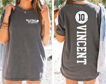 Volleyball Mom Shirt With Kid Name & Jersey Number, Cute Volleyball Season Mama Shirt, Gift For Volleyball Lover Mom Shirt, Mothers Day Gift