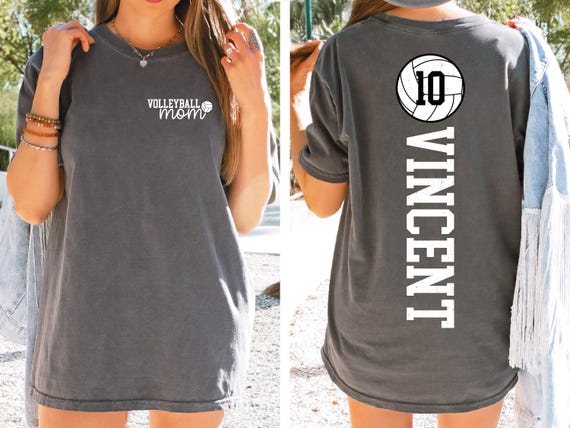Volleyball Mom Shirt With Kid Name & Jersey Number, Cute Volleyball Season Mama Shirt, Gift For Volleyball Lover Mom Shirt, Mothers Day Gift
