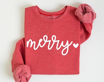 Cute Merry Christmas Sweatshirt : Festive Holiday Sweater, Family Xmas Party Shirt, Winter Vibes