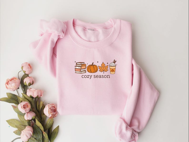 Cozy Season Sweatshirt, Books Lover Fall Gift, Womens Pumpkin Season Shirt, Cute Pumpkin Shirt, Autumn Leaf Shirt, Fall Coffee Latte Shirt image 8