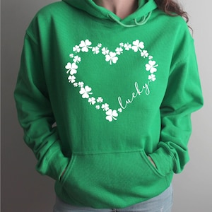 Heart Shamrock Sweatshirt, Love Clover Hoodie, St Patricks Day Gift, Four Leaf Clover, Lucky Irish Shirt image 1
