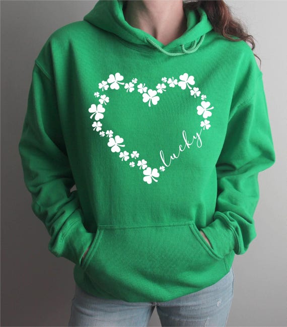 Heart Shamrock Sweatshirt, Love Clover Hoodie, St Patricks Day Gift, Four Leaf Clover, Lucky Irish Shirt