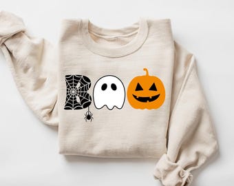 Halloween Boo Sweatshirt, Halloween Ghost Sweatshirt, Halloween Pumpkin Sweatshirt, Spider Halloween Sweatshirt, Pumpkin Sweatshirt